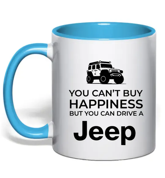 Чашка с цветной ручкой You can drive a Jeep Голубой фото