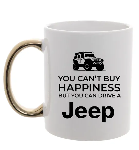 Чашка с цветной ручкой You can drive a Jeep Золото фото