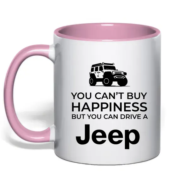 Чашка с цветной ручкой You can drive a Jeep Нежно розовый фото