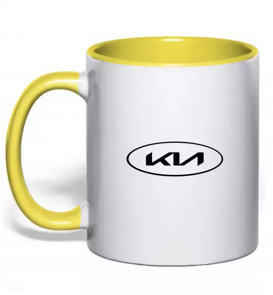 Чашка с цветной ручкой Kia logo Солнечно желтый фото