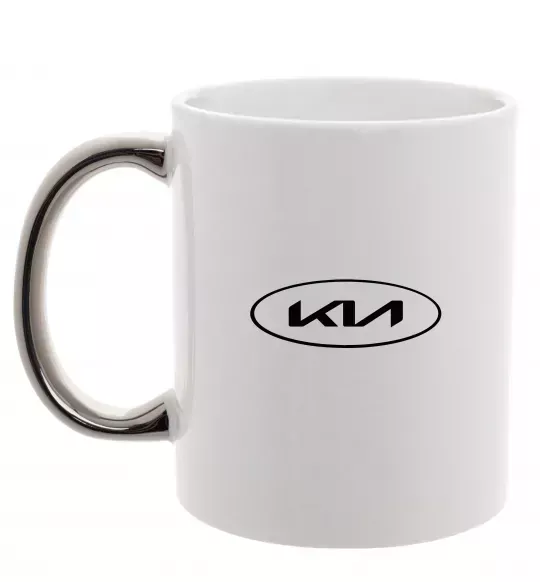 Чашка с цветной ручкой Kia logo Серебро фото