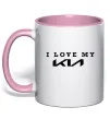 Чашка з кольоровою ручкою I love my KIA Ніжно рожевий фото