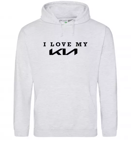 Женская толстовка (худи) I love my KIA Серый меланж фото
