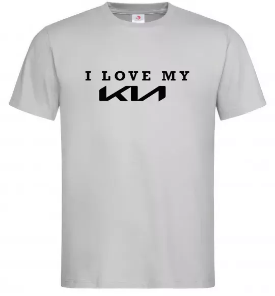 Мужская футболка I love my KIA Серый фото