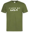 Мужская футболка I love my KIA Оливковый фото