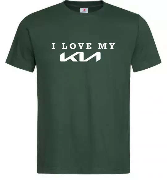Мужская футболка I love my KIA Темно-зеленый фото