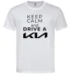 Мужская футболка Keep calm and drive KIA Белый фото