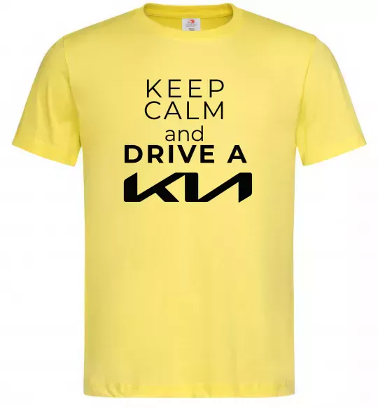 Мужская футболка Keep calm and drive KIA Лимонный фото