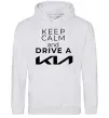 Мужская толстовка (худи) Keep calm and drive KIA Серый меланж фото