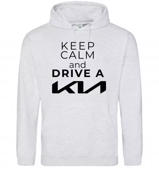 Жіноча толстовка (худі) Keep calm and drive KIA Сірий меланж фото