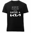 Мужская премиум футболка Keep calm and drive KIA Черный фото