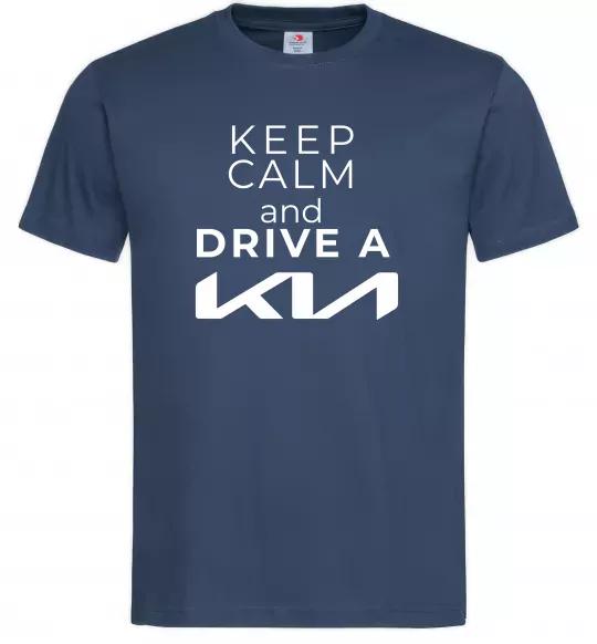 Мужская футболка Keep calm and drive KIA Темно-синий фото