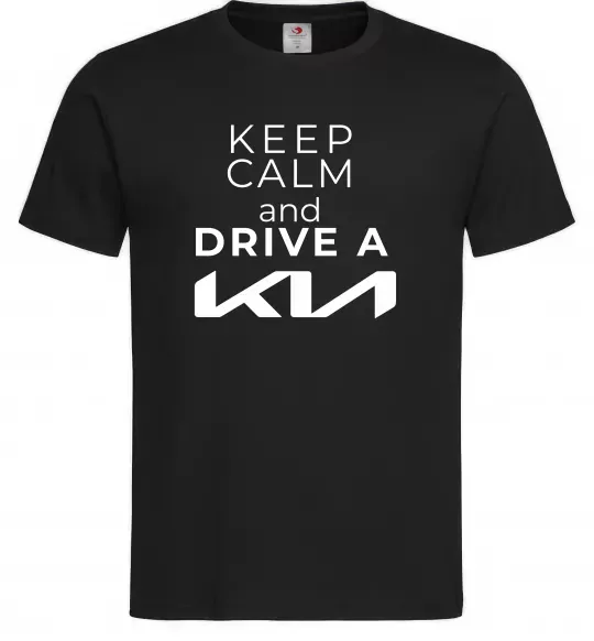 Мужская футболка Keep calm and drive KIA Черный фото