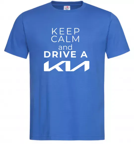 Мужская футболка Keep calm and drive KIA Ярко-синий фото