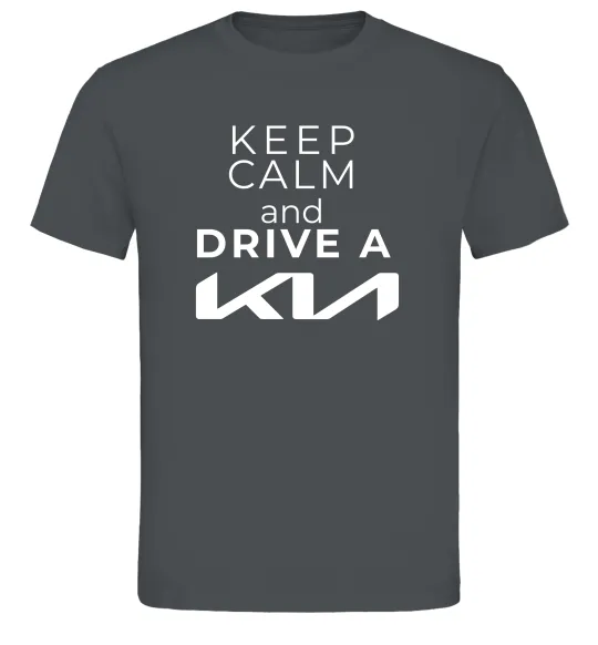 Мужская футболка Keep calm and drive KIA Графит фото