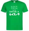 Мужская футболка Keep calm and drive KIA Зеленый фото