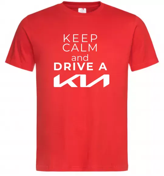 Мужская футболка Keep calm and drive KIA Красный фото