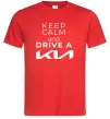 Мужская футболка Keep calm and drive KIA Красный фото