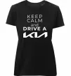Жіноча преміум футболка Keep calm and drive KIA Чорний фото