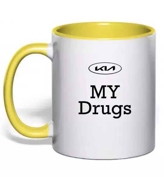 Чашка з кольоровою ручкою KIA my drugs Сонячно жовтий фото