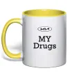Чашка з кольоровою ручкою KIA my drugs Сонячно жовтий Чашка з кольоровою ручкою KIA my drugs Сонячно жовтий фото