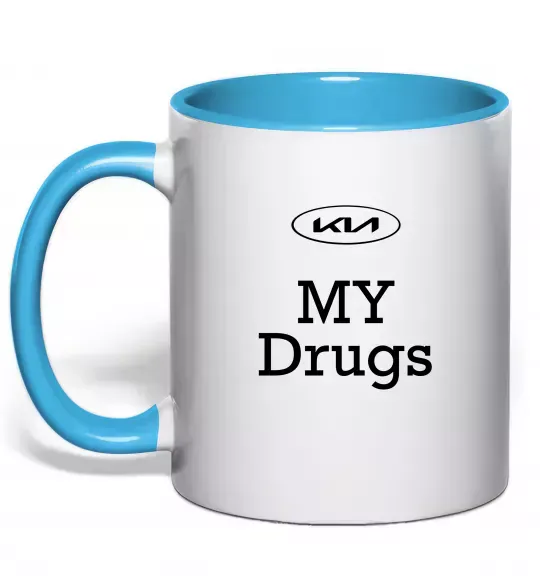 Чашка з кольоровою ручкою KIA my drugs Блакитний фото