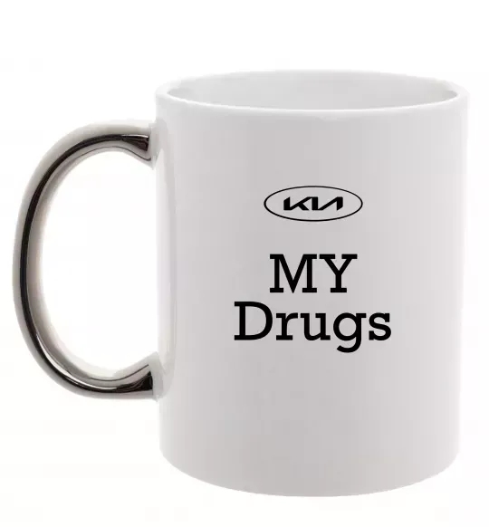 Чашка з кольоровою ручкою KIA my drugs Срібло фото