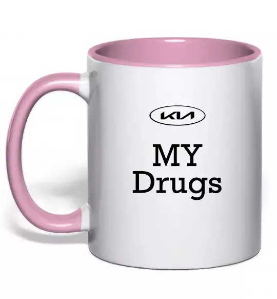 Чашка з кольоровою ручкою KIA my drugs Ніжно рожевий фото