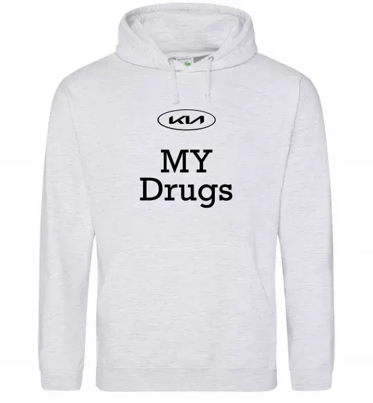 Мужская толстовка (худи) KIA my drugs Серый меланж фото