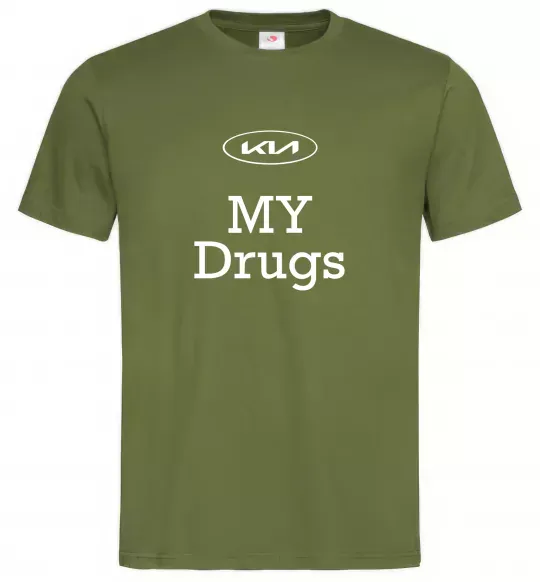 Мужская футболка KIA my drugs Оливковый фото