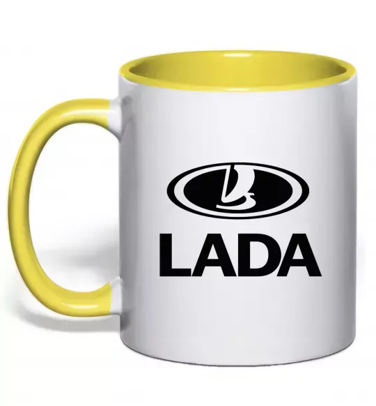Чашка с цветной ручкой Lada logo Солнечно желтый фото