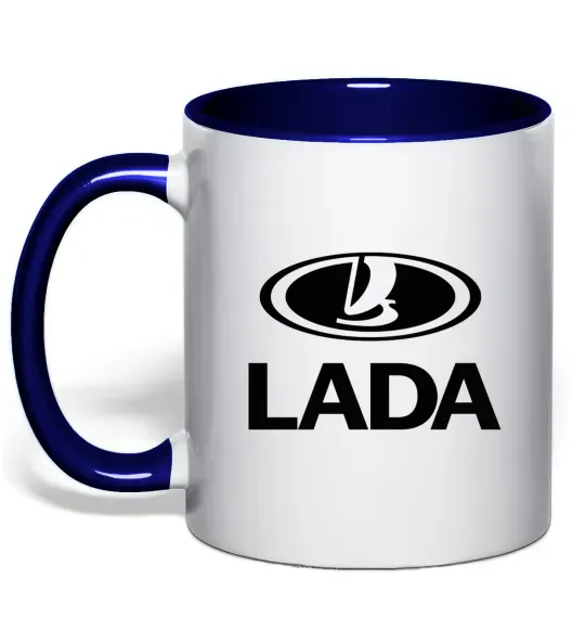 Чашка с цветной ручкой Lada logo Глубокий темно-синий фото