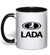 Чашка с цветной ручкой Lada logo Черный фото