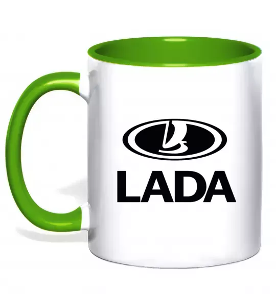 Чашка с цветной ручкой Lada logo Зеленый фото