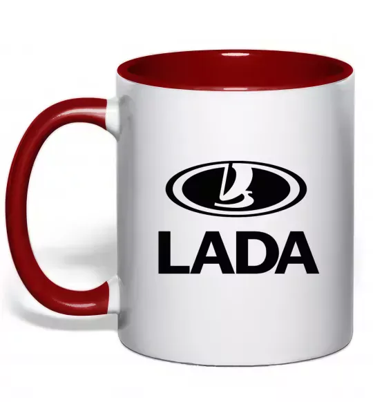 Чашка с цветной ручкой Lada logo Красный фото