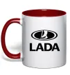 Чашка с цветной ручкой Lada logo Красный фото