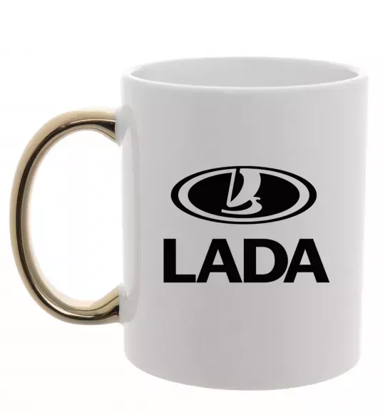 Чашка с цветной ручкой Lada logo Золото фото
