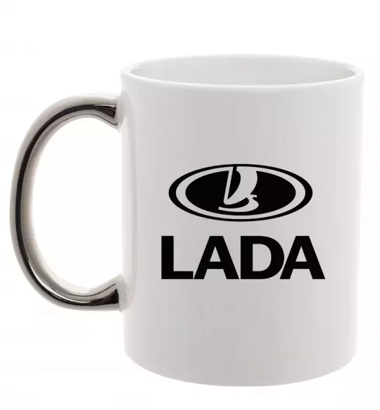 Чашка с цветной ручкой Lada logo Серебро фото