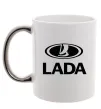 Чашка с цветной ручкой Lada logo Серебро фото