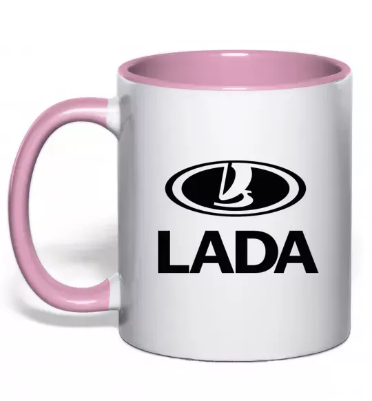 Чашка с цветной ручкой Lada logo Нежно розовый фото