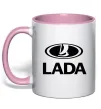 Чашка с цветной ручкой Lada logo Нежно розовый фото