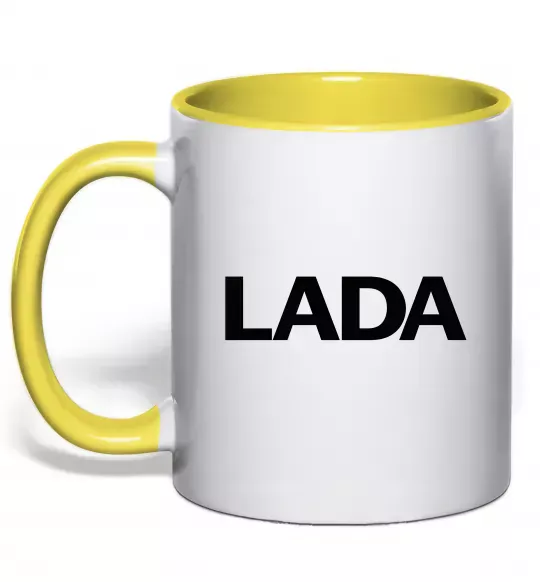 Чашка з кольоровою ручкою Lada назва Сонячно жовтий фото