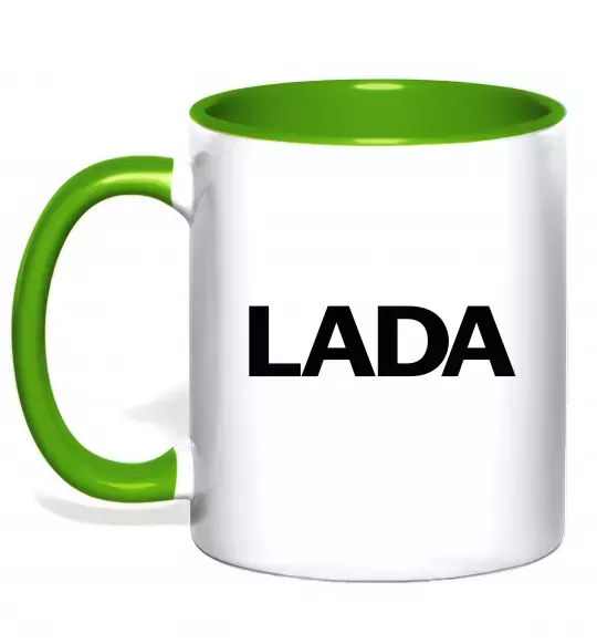 Чашка з кольоровою ручкою Lada назва Зелений фото