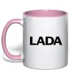 Чашка з кольоровою ручкою Lada назва Ніжно рожевий фото