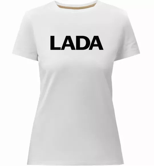 Жіноча преміум футболка Lada назва Білий фото
