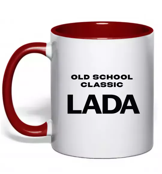 Чашка з кольоровою ручкою Old school lada Червоний фото