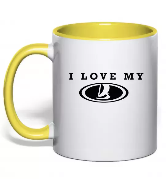 Чашка з кольоровою ручкою Love my Lada Сонячно жовтий фото