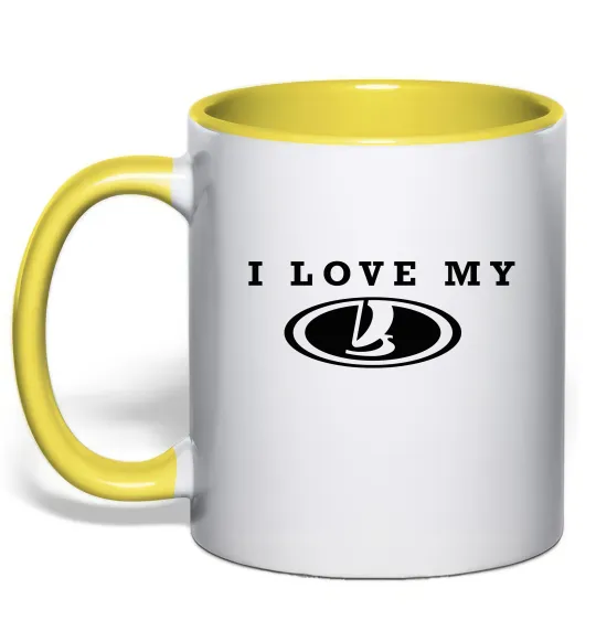 Чашка с цветной ручкой Love my Lada Лимонный фото