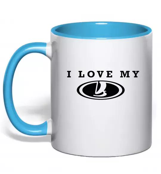 Чашка з кольоровою ручкою Love my Lada Блакитний фото