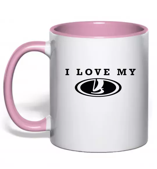 Чашка з кольоровою ручкою Love my Lada Ніжно рожевий фото